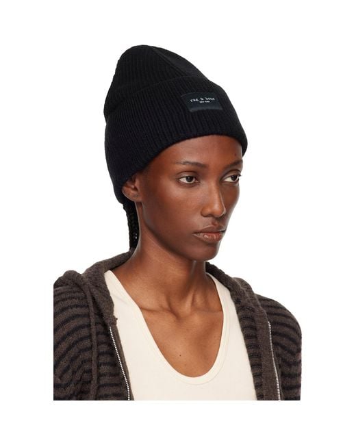 Rag & Bone Black Blake Wool Beanie