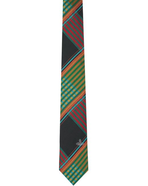 Vivienne Westwood Black Combat Tartan Tie for men