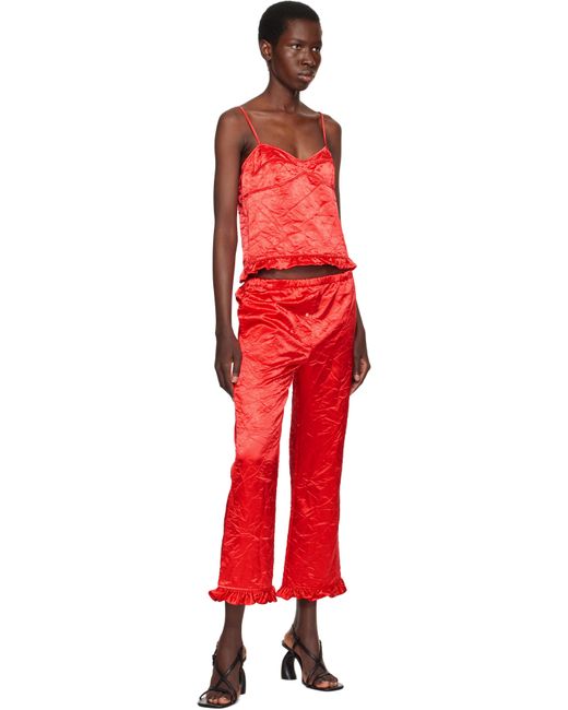 MERYLL ROGGE Red Creased Satin Slip Camisole