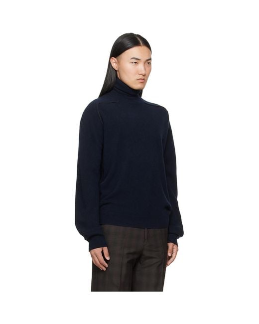Maison Margiela Blue Virgin Wool Turtleneck for men
