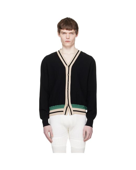 Dries Van Noten Black Block Stripe Cardigan for men