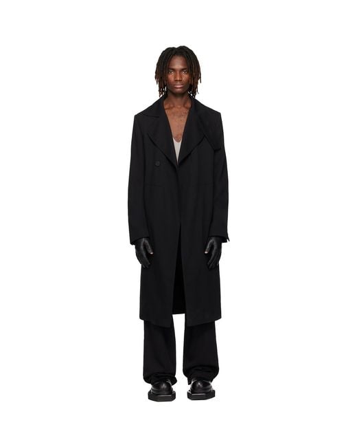 Rick Owens Black Temple Drella Trench Coat for men