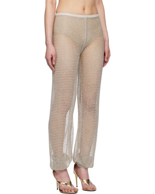 Alaïa Natural Mesh Knit Balloon Trousers