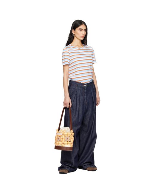 Marni Metallic Off- & Flower Bucket Bag