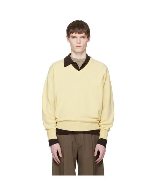 Ssstein Pure Cashmere V Neck Ls Sweater in Natural for Men | Lyst UK
