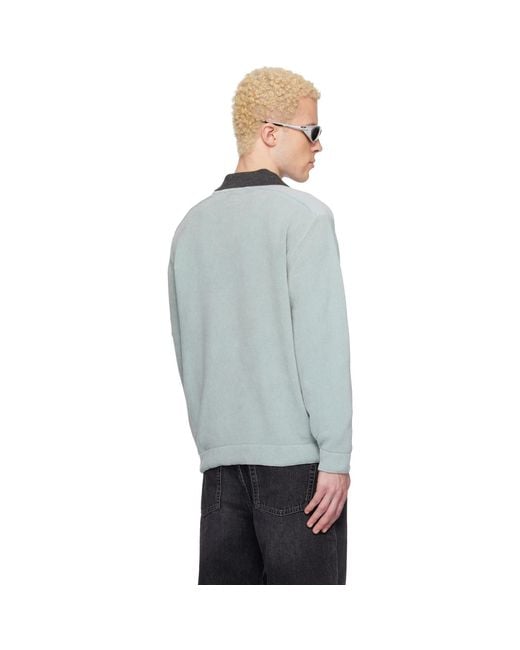 C P Company Gray Cotton Chenille Crewneck Lens Sweater for men