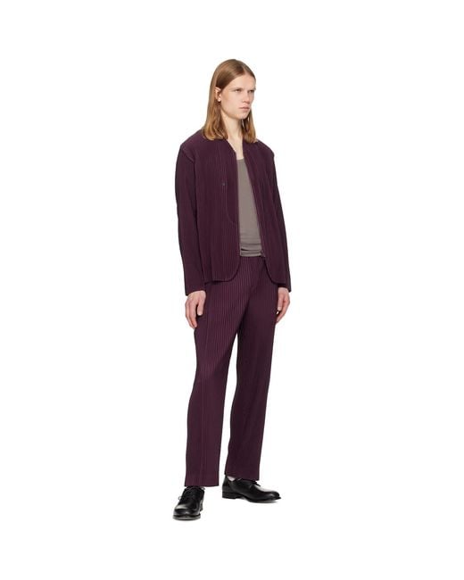 Homme Plissé Issey Miyake Purple Burgundy Quarry Trousers for men
