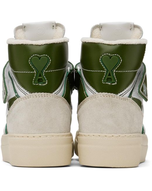 AMI White & Green Ami De Cœur Arcade Sneakers for men