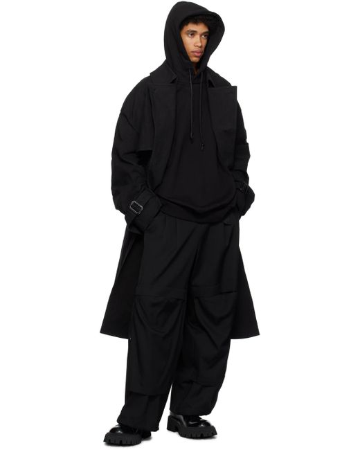 Juun.J Black Belted Trench Coat for men