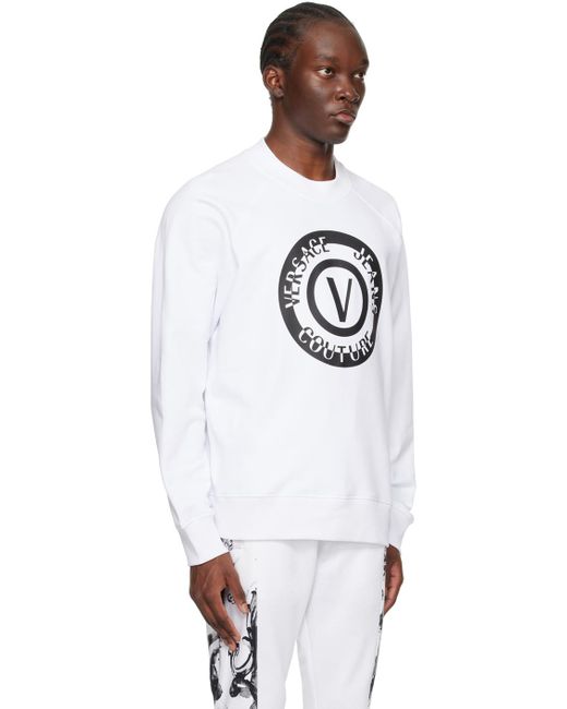 メンズ Versace ホワイト レターvエンブレム スウェットシャツ Black