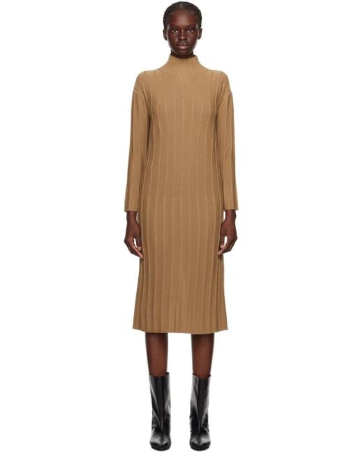 Max Mara Black Tan Arezzo Midi Dress