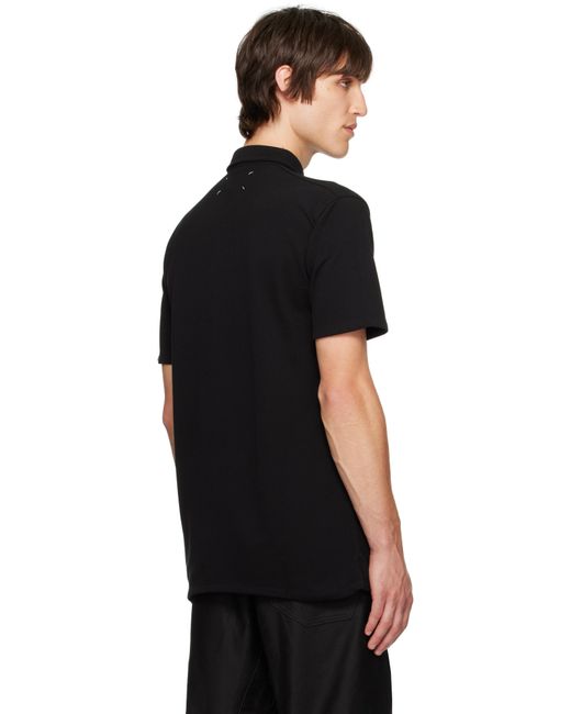 Maison Margiela Black Cotton Piqué Polo for men