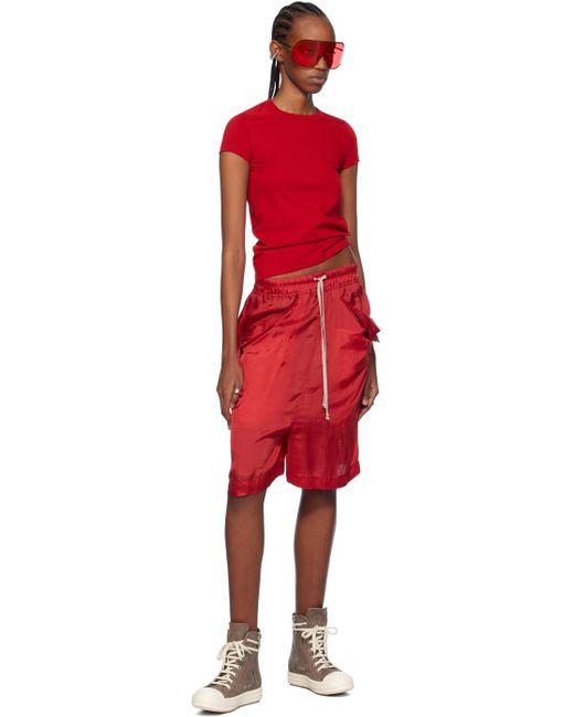 Rick Owens Red Cropped Level T-shirt