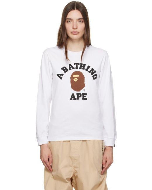 A Bathing Ape Black College Long Sleeve T-shirt