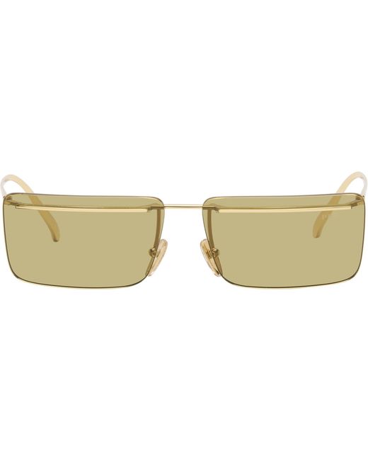 Prada Rimless Metal Rectangle Sunglasses in Black | Lyst