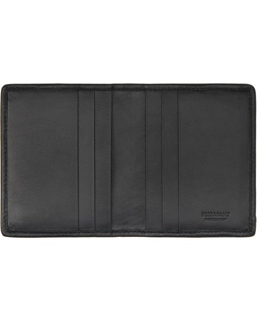 Ferragamo Black Woven Credit Card Holder for men