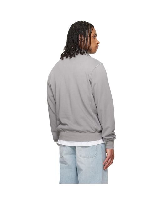 Les Tien Gray French Terry Banded Polo for men