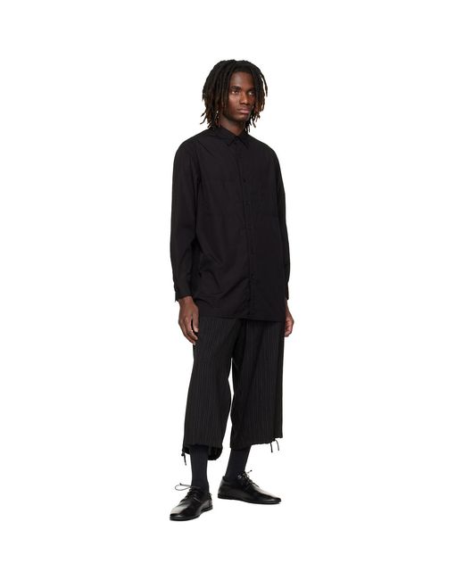 Yohji Yamamoto Black Big Standard Chain Stitch Shirt for men