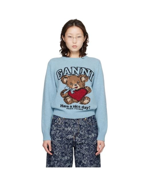 Ganni Black Graphic Wool Sweater