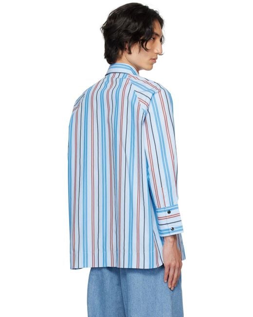Ganni Blue Striped Shirt for men