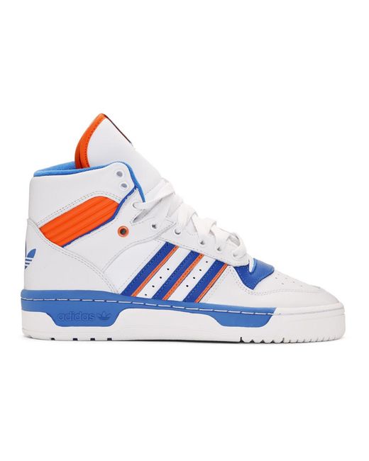 Adidas Originals White And Blue Rivalry High-top Sneakers for men