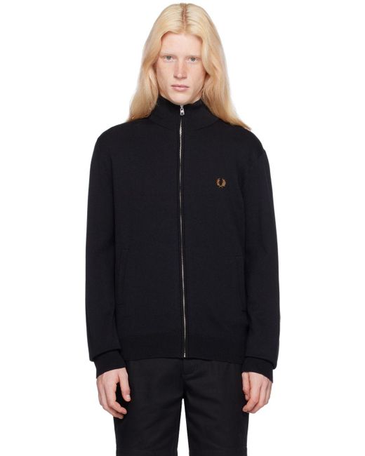 Fred Perry Black Classic Zip Through Cardigan for Men | Lyst