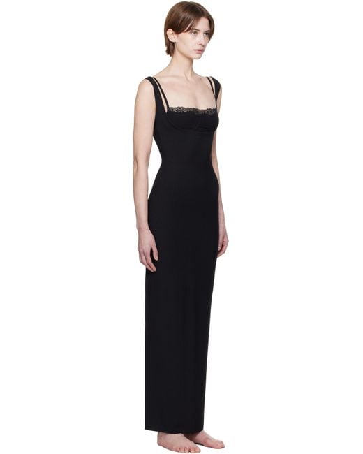 Skims Black Soft Lounge Lace Tank Maxi Dress