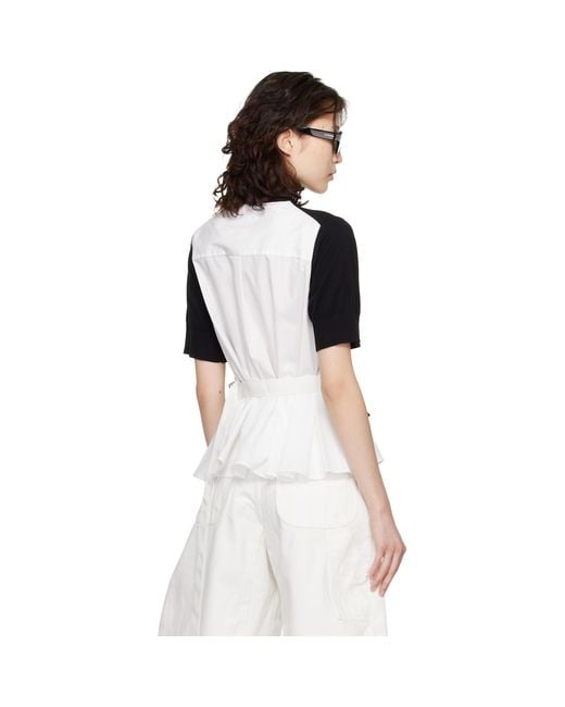 Sacai Black Poplin Cotton Knit Sweater