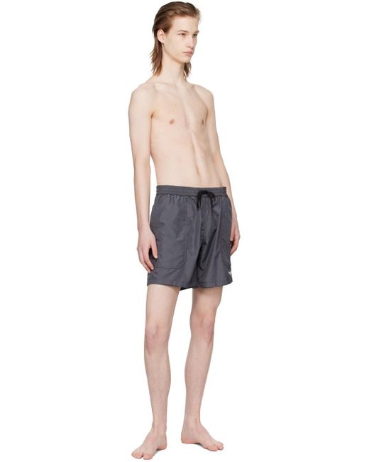 Versace Black Gray Barocco Reversible Swim Shorts for men
