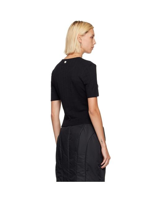 Simone Rocha Black Cropped Pointelle T-Shirt