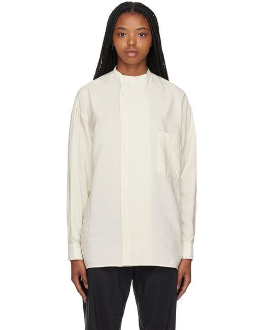 Lemaire オフホワイト アシンメトリ シャツ ブラック | Lyst