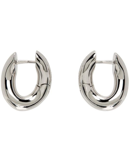 Boucles d'oreilles argentées à mini anneau Balenciaga en coloris Black