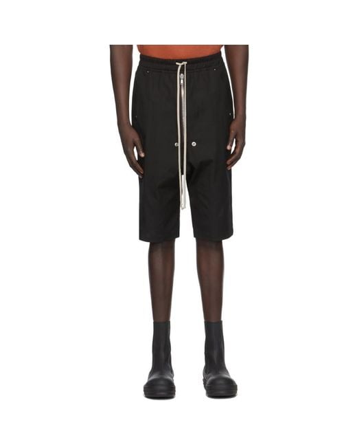 Rick Owens Black Bela Pod Shorts for men