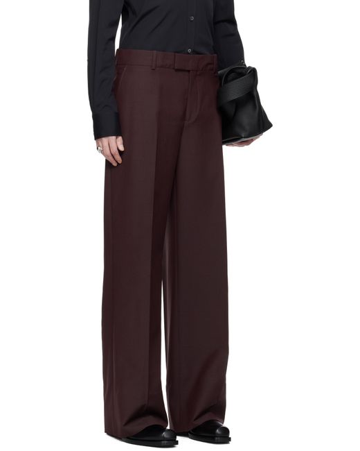 McQueen Burgundy Low Rise Tailored Trousers in Black for Men