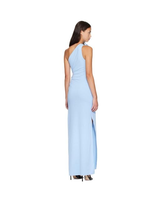 Coperni Blue Asymmetric Flower Maxi Dress