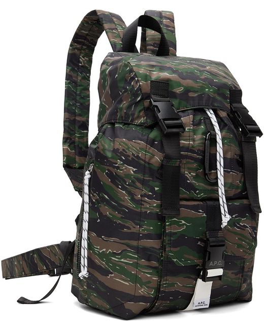 A.P.C. Black . Khaki Trek Backpack for men