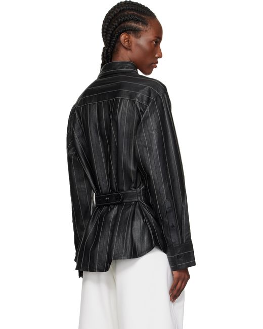 Victoria Beckham Black Tab Detail Leather Shirt