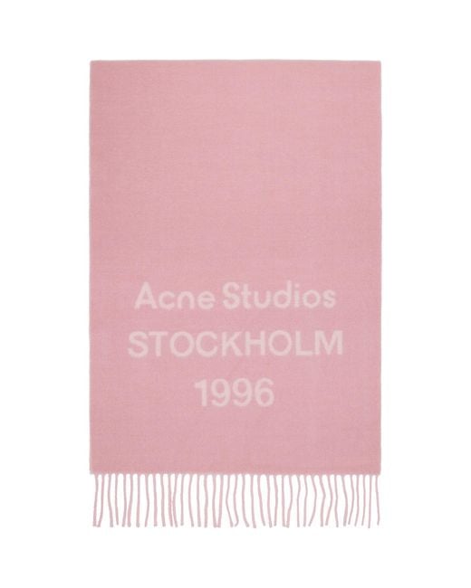 Acne Pink Wide Logo Scarf for men