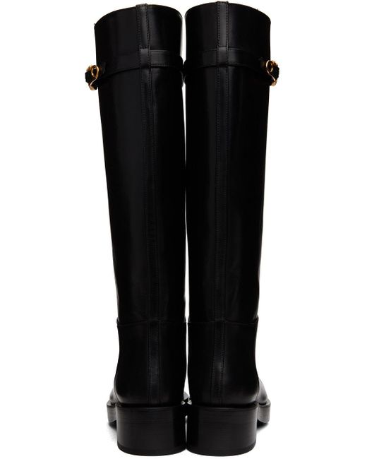 Versace Black Safety Pin Tall Boots Lyst