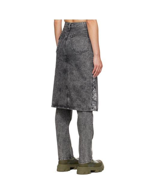 Ganni Black Gray Layered Jeans
