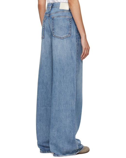 Rag & Bone Blue 'The Sofie' High-Rise Ultra Wide Jeans