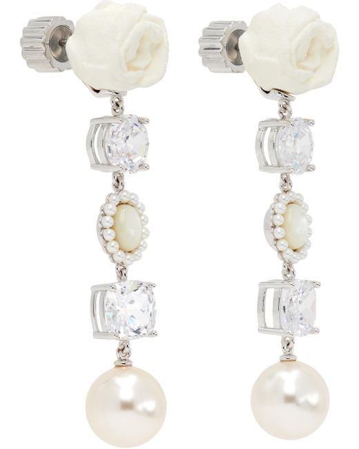 ShuShu/Tong White Yvmin Edition Paper Ball Gemstone Tassel Earrings