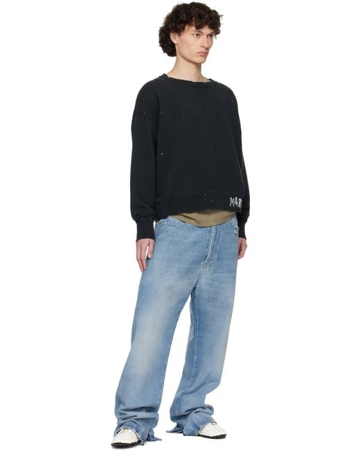 スウェット・トレーナー MAISON MARGIELA FADED BLACK SWEATSHIRT IN COTTON WITH LOGO Maison Margiela Faded black sweatshirt with printed logo
