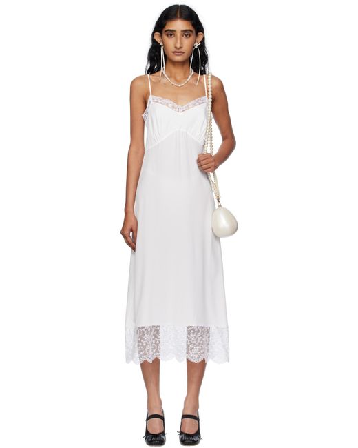 Simone Rocha Black Off- Deep Lace Trim Slip Midi Dress