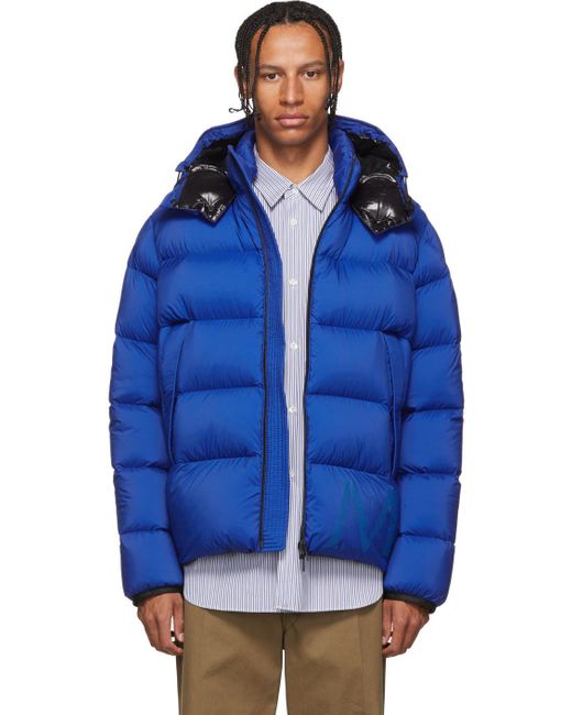 Moncler Synthetic Quilted Down Coat in Blue for Men - Save 20% | Lyst
