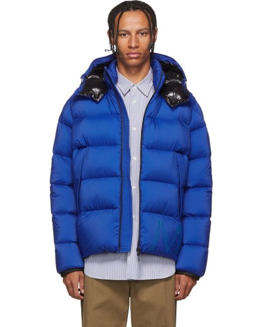 Moncler Synthetic Quilted Down Coat in Blue for Men - Save 20% - Lyst