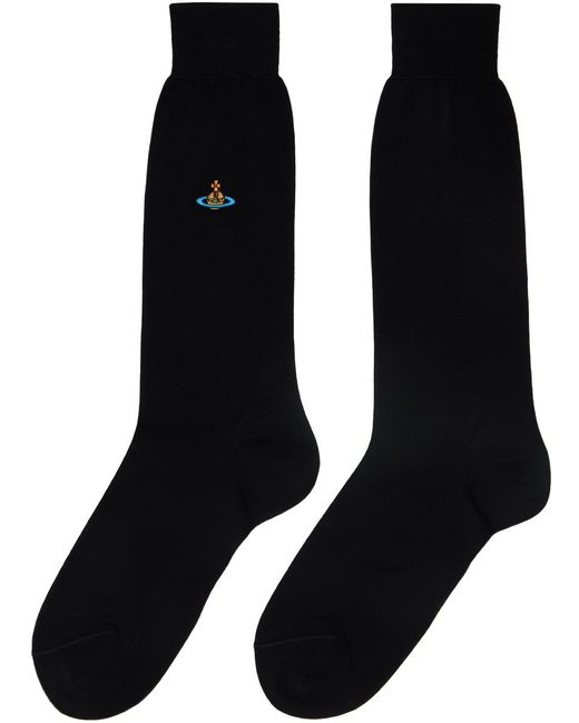 Vivienne Westwood Black Uni Color Plain Socks for men