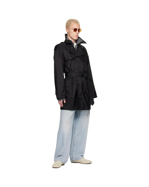 Burberry Black Mid-Length Nylon Leadenham Trench Coat for men
