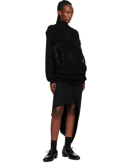 Jupe Midi Drapée Noire En Laine Junya Watanabe en coloris Black