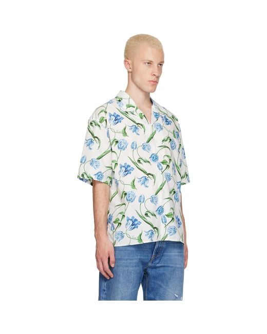 KENZO Blue Paris Tulip' Short Sleeve Shirt for men